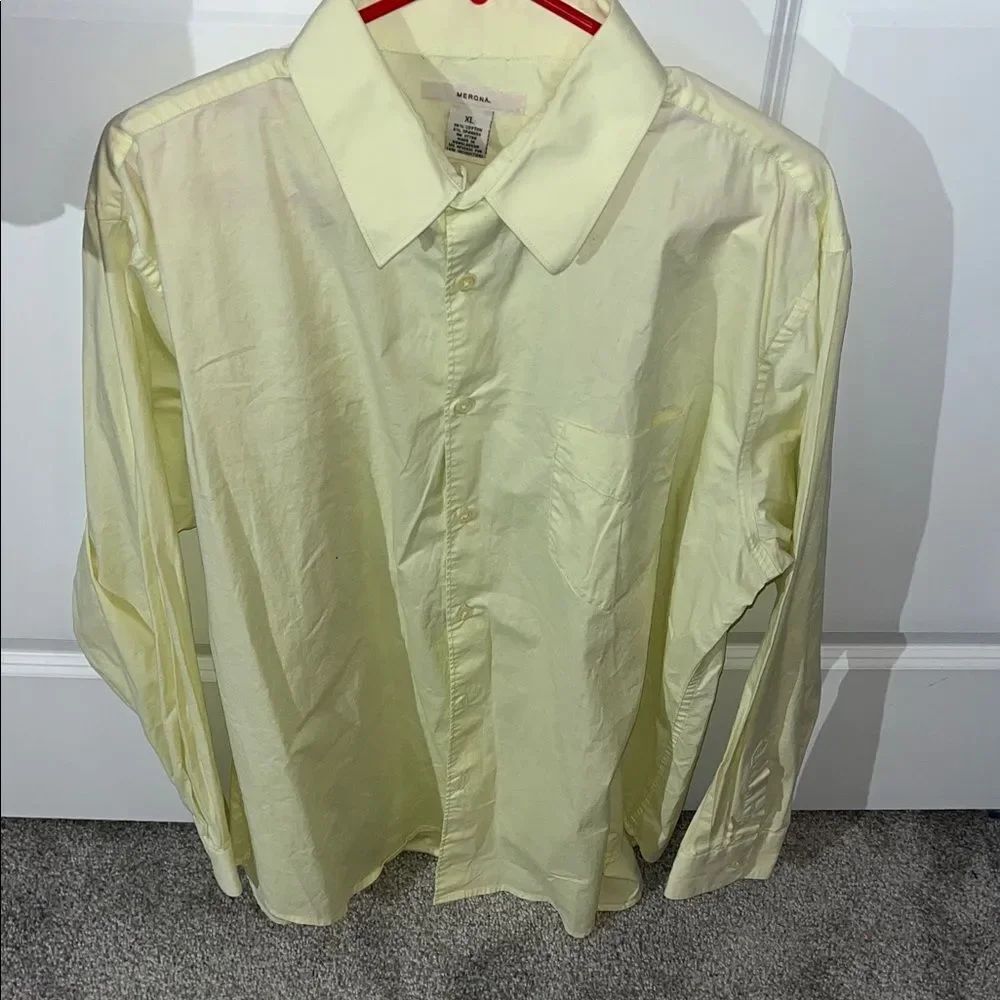 Men’s used Merona worn business work button down long sleeve shirt business XL
